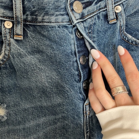 EVERLANE The Cheeky Jean High Rise Distressed Crop Straight 26 - Picture 4 of 7